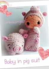 Knitting Turnip -Barbara Ghiso - Baby in a Piggy Suit and Piggy Bank - English