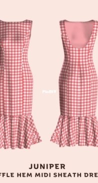 Tianas Closet - Juniper Ruffle Hem Midi Sheath Dress - Sizes XXS-5XL