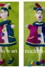 Michi-h-art  - Michaela Harder-Baumann - Small hand puppet Harlequin - German