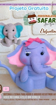 Atelie Bibi Boneca - Bruna Guimaraes - Personalized Nutella -  Safari - Elephants - Elefantinhos - Portuguese - Free