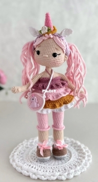 CrochetFriendsToys - Favorite Toys by Elena - Elena Bondarenko - Unicorn Doll Rose