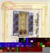 Jeanette Crews Designs - Blue Window with Flower Pots from Details 184