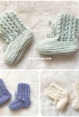Dresow Design- Three pairs of baby booties by Anne Dresow - English, Danish - Free