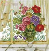 Bouquet on window sill