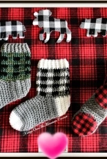 Over The Mountain Crochet Designs - Krissys Wonders - Kris Moore - My Mountain Lodge  Plaid Slipper Boot Socks w Flannel Pads
