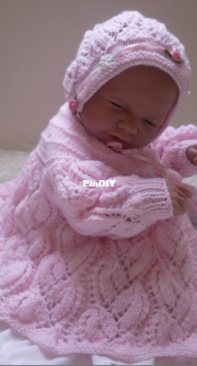 123 - Darnaway Matinee Set for 18-22 inch doll/newborn /0-3 months baby - Maureen Farquharson - Bears n Babes