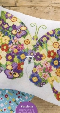 Fluttering Flowers - Butterfly Cushion by Lesley Teare from Cross Stitch Gold 155 PCS + XSD
