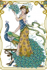 Peacock Lady by Joan Elliott from The World of Cross Stitching TWOCS 134 PCS