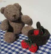 Fluff & Fuzz-Nutmeg Bear and Basket of Strawberries by Amanda Berry