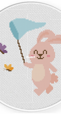 Daily Cross Stitch - Butterfly Catching Bunny