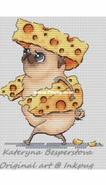Pugs Series - There is Never Much Cheese by Kateryna / Katerina Besperstova