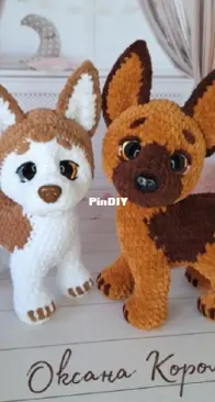 Oxy Knitting - Oksana Koroleva - Оксана Королева -Овчарка и хаски - Shepherd Dog and Husky - Russian
