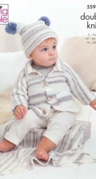 King Cole 5593 - Cardigan, Hat and Blanket in DK