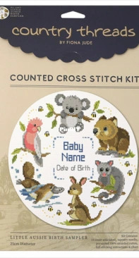 Country Threads FJP-1097 Birth sampler Little Aussie XSD + PCS