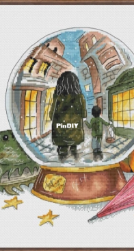 My Favorite Crosses - Diagon Alley Snowglobe by Julia Sharanova -