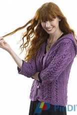 Cables and Eyelet Hooded Cardigan by Darlene Dale - Free