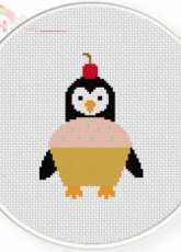 Daily Cross Stitch - Cupcake Penguin