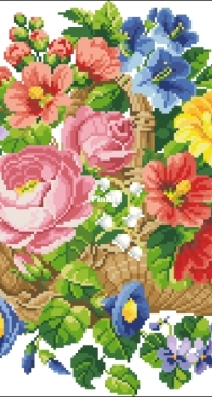 Berlin Woolwork - Basket with Violets and Roses SAGA