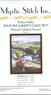 Mystic Stitch Inc. - Tea In The Garden Collection - BF-204 Balcony Overlooking Vineyard By Barbara Felisky