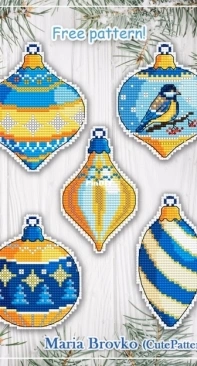 Five Yellow And Blue Ornaments by Maria Brovko - Free