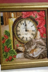 Sleeping Cat by Anne Mortimer from Cross Stitcher UK 180