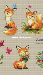 Sampler With Foxes - Elena Lartsova
