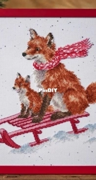Sledding Foxes by Hannah Dale from The World of Cross Stitching 352 XSD