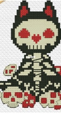 Kitten and skulls by Ecru stitch