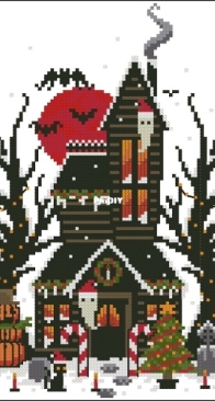 The Witchy Stitcher - Festive Frosted Pumpkin Cottage PCS + XSD