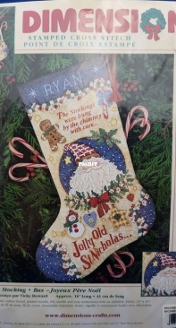 Dimensions 8669 - Stamped - Jolly Santa Stocking