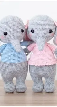 Bunnies and Yarn - Michelle Álvarez - Elephants Lulu and Miles -  Elefantes Lulu y Miles - Spanish