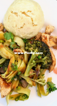 Asian inspired chicken with steamed buns