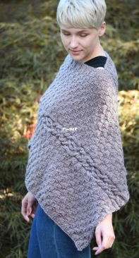 Cable & Check Poncho by Sherril Steele-Carlin-Free