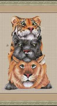Three wild cats by Jeanne Dick