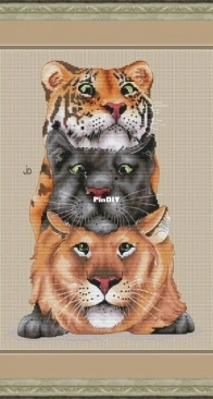 Three wild cats by Jeanne Dick