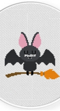 Daily Cross Stitch - Bat On Broom