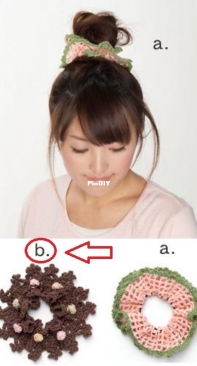 Pierrot Yarns - Gosyo Co Ltd - 211-21 Tsubaki Cotton Tiara Scrunchie B Pattern - Free
