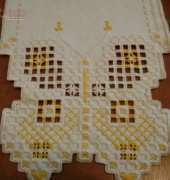 hardanger table runner butterfly