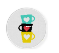 Daily Cross Stitch - Cups And Hearts