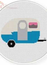 Daily Cross Stitch - White And Blue Camper