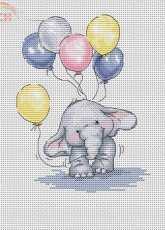 Elephant With Balloons by Ekaterina Volkova