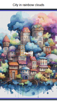 Pink Lily Patterns - City in Rainbow Clouds