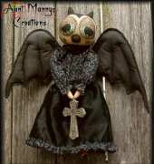 Aunt Mannys Creations-Goth Bat Doll door greeter