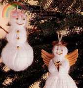 Snowman and Snow Angel Crafted Ornaments from Lion Brand