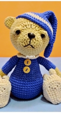 Sleepy Teddy in Pajamas and Slippers