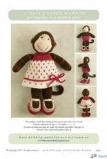 Girl Monkey in a spotted Dress by Julie Williams - Little Cotton Rabbits