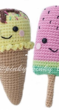 Pinky Pinky Blue - Nadejda Khegay - Lemon Ice Cream in Waffle Cone and Watermelon Ice Cream on Stick - Russian