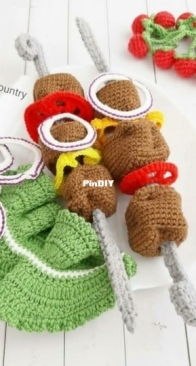 Knitted country - Elena Kovaleva - Елена Ковалева - Barbecue - Шашлык - Russian