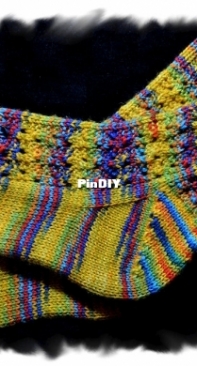 Drunken Ribs Toe Up Socks by Wilma Becker-Free