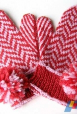 Herringbone Mittens with Poms by Elli Stubenrauch -English-Free